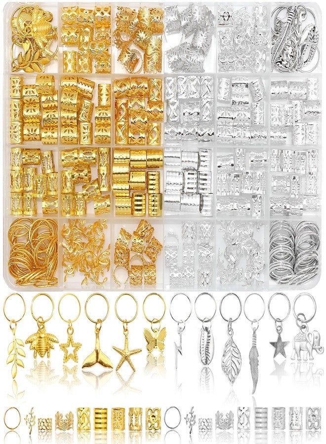 VENOFEN 292PCS Hair Jewelry for Braids Gold Silver Loc Charms Dreadlock Braids Clips Multi-Style Metal Cuffs Rings Hair Accessories for Women Men - Image 1